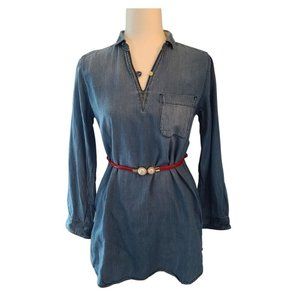 Earth Music and Ecology Denim Dress, Collared Long Sleeve